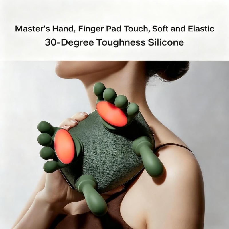 إي وورلد مدلك رقبة وظهر شيّاتسو مع تسخين، تقنية العجن العميق 4D بتصميم اليد البشرية، جهاز كهربائي لتخفيف الألم واسترخاء العضلات – أخضر قماشي - Image 1